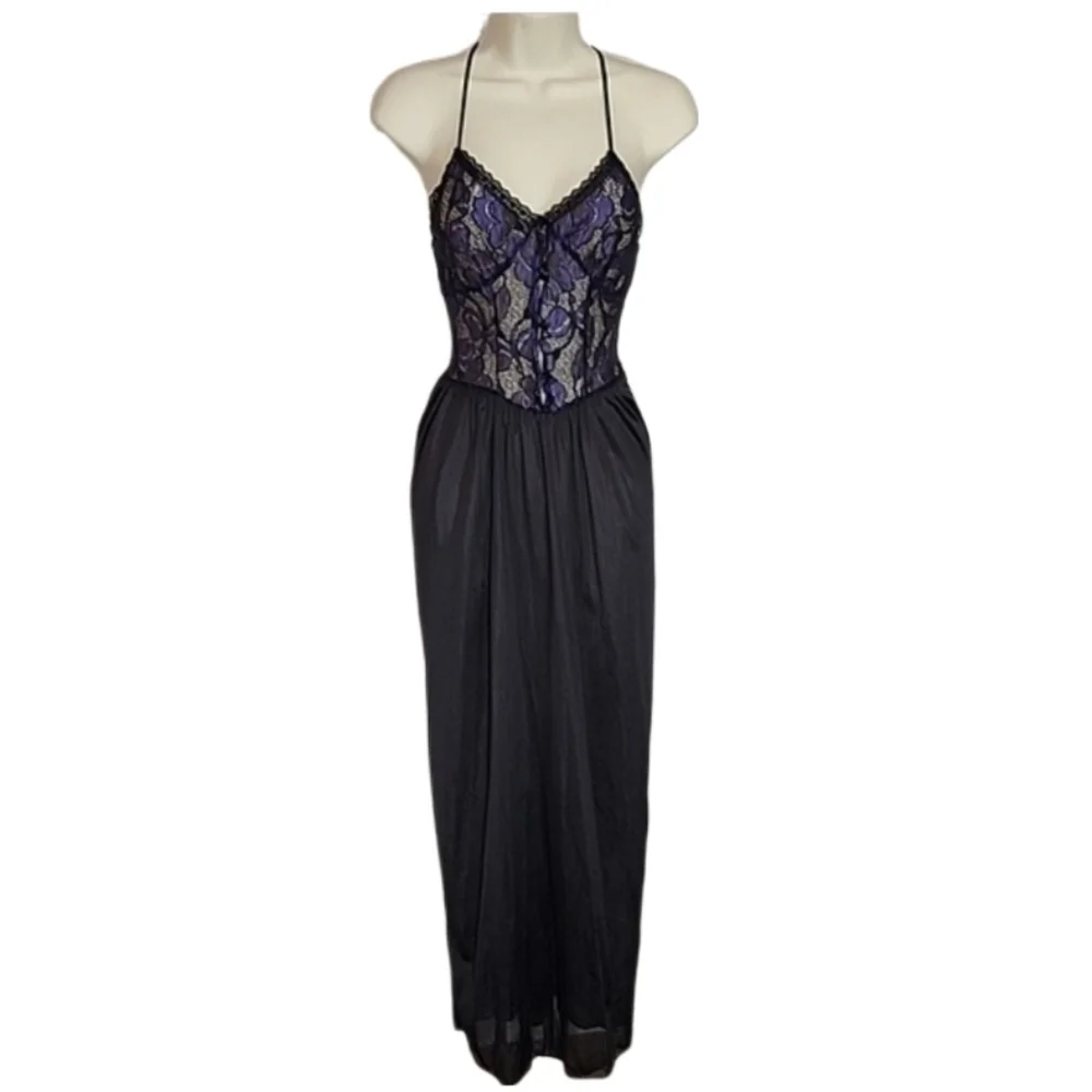 Petra Fashions Slip Dress Lingerie Lace Bodice Purple Size S
